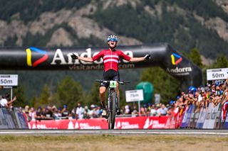 Albert Philipsen wins the junior XCO race at the 2024 MTB World Championships