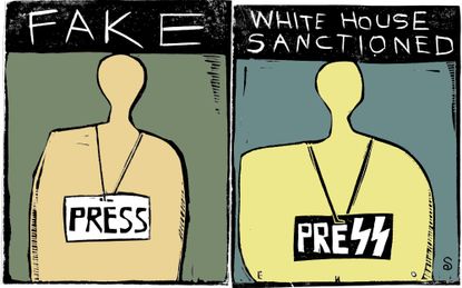 Editorial Cartoon U.S. Fake news White House sanctions press