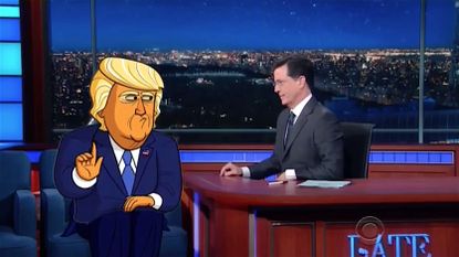 Stephen Colbert has another conversation with Cartoon Donald Trump