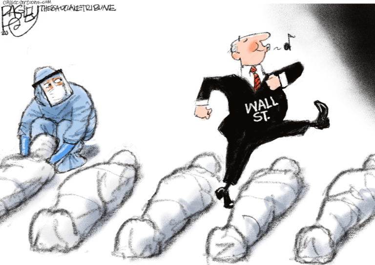 Editorial Cartoon U.S. wall street coronavirus deaths