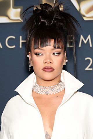 Rihanna wore a white gown on the red carpet with a$ap rocky