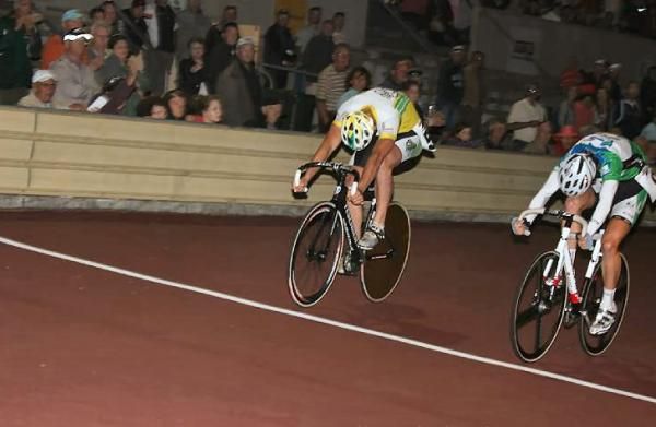 Scott Law claims a narrow victory in the A Grade Scratch Race.