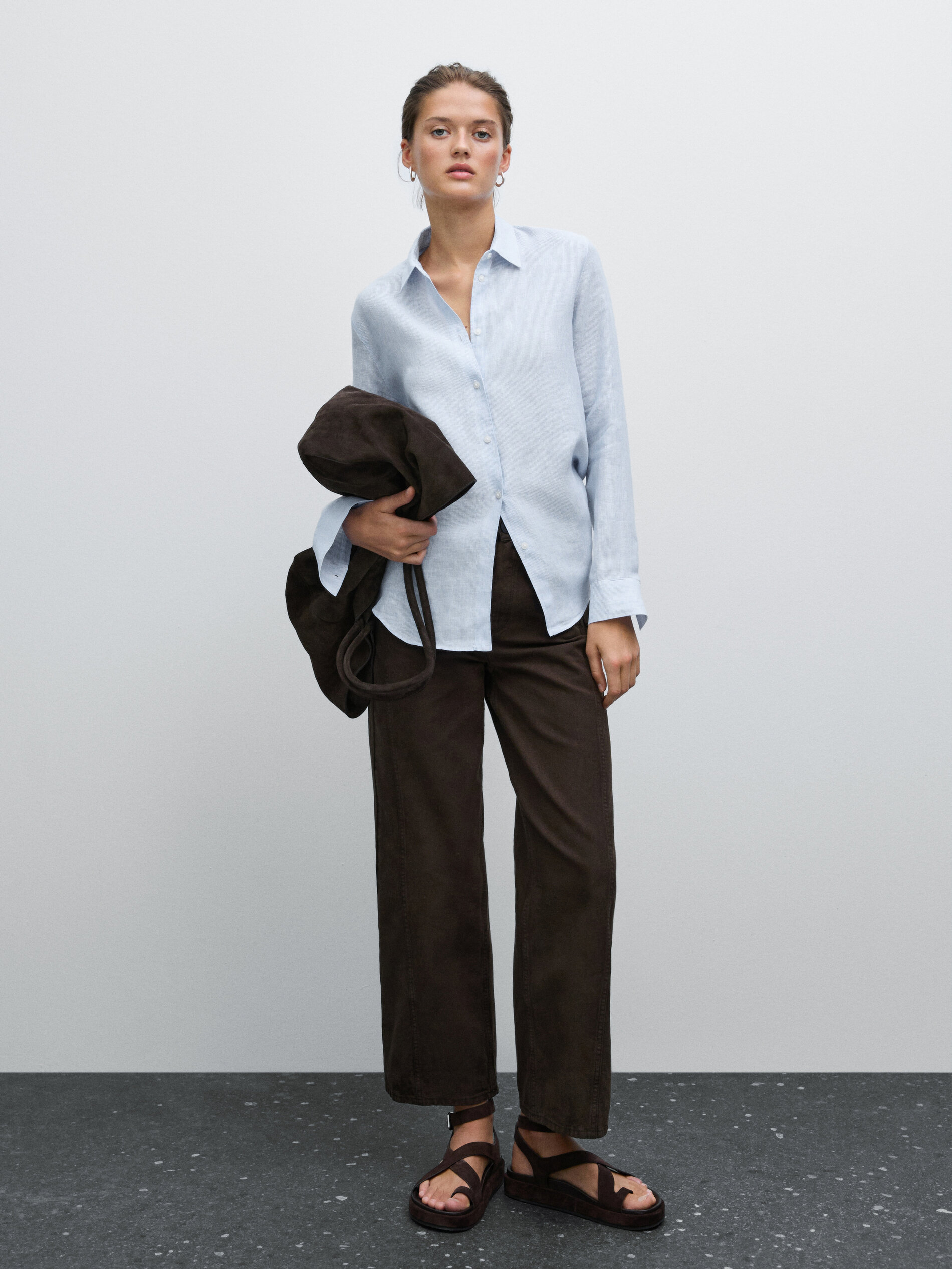 Pinstriped Flowing Linen Shirt