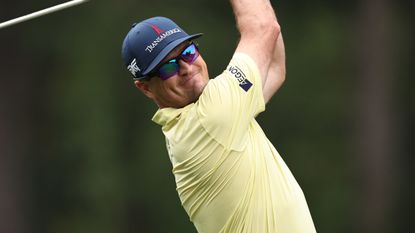 Zach Johnson takes a shot at the Wyndham Championship at Sedgefield Country Club