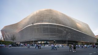 Santiago Bernabeu stadium with its curvy forms and shiny cladding