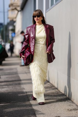 women wearing butter yellow at milan fashion week