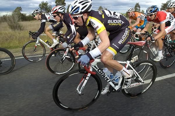 Out of the saddle: Budget Forklift's Blair Windsor looks to attack late on stage five.