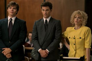 the menendez brothers and their defense attorney speaking to the judge in a court room in monsters