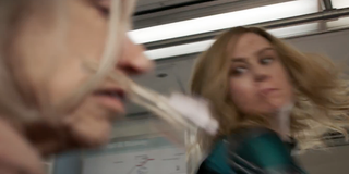 Brie Larson punching a Skrull disguised as a grandmother
