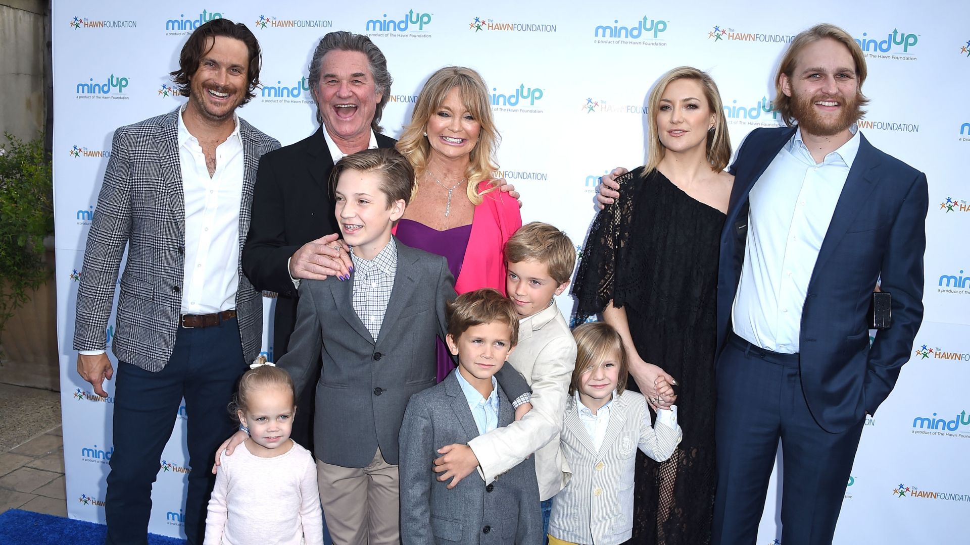 Oliver Hudson, Kurt Russell, Goldie Hawn, Kate Hudson and Wyatt Russell arrives at the Goldie Hawn Hosts Annual Goldie's Love In For Kids in May 2016