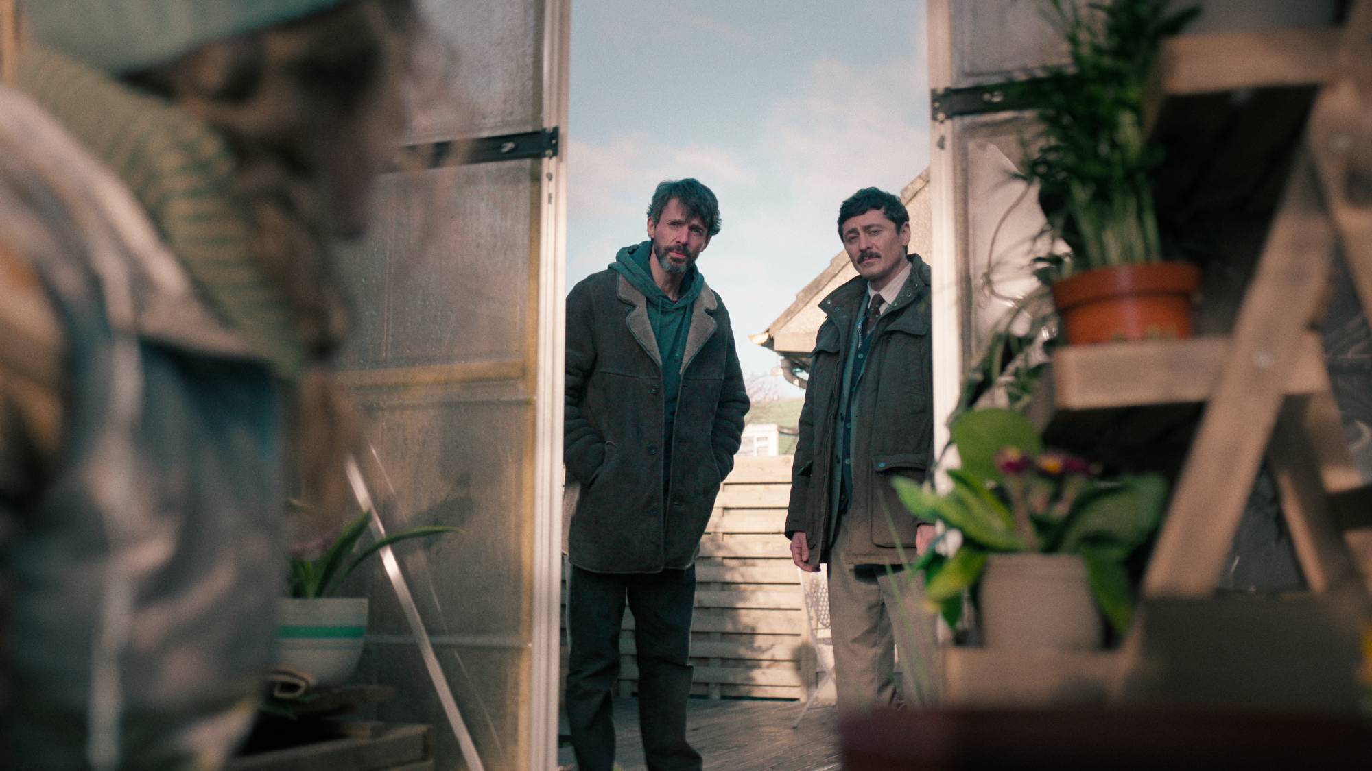 Matthew Goode and Alexej Manvelov in "Dept. Q" now streaming on Netflix