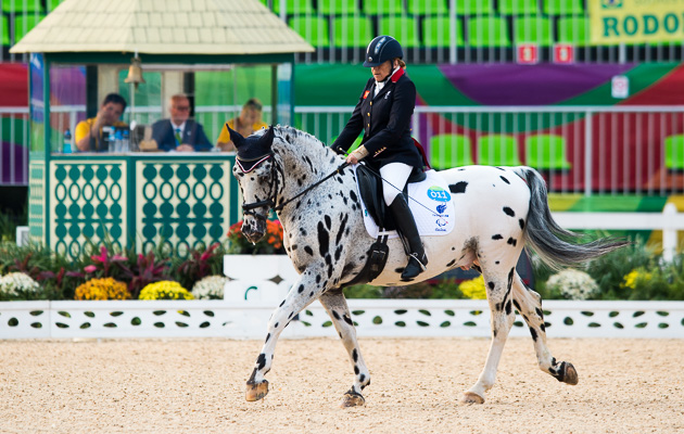 Britain's Anne Dunham rides Lucas Normark to individual grade Ia silver at the Rio Paralympics