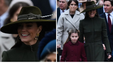 Kate's Christmas outfit includes a chic feathered hat and what could be new earrings 