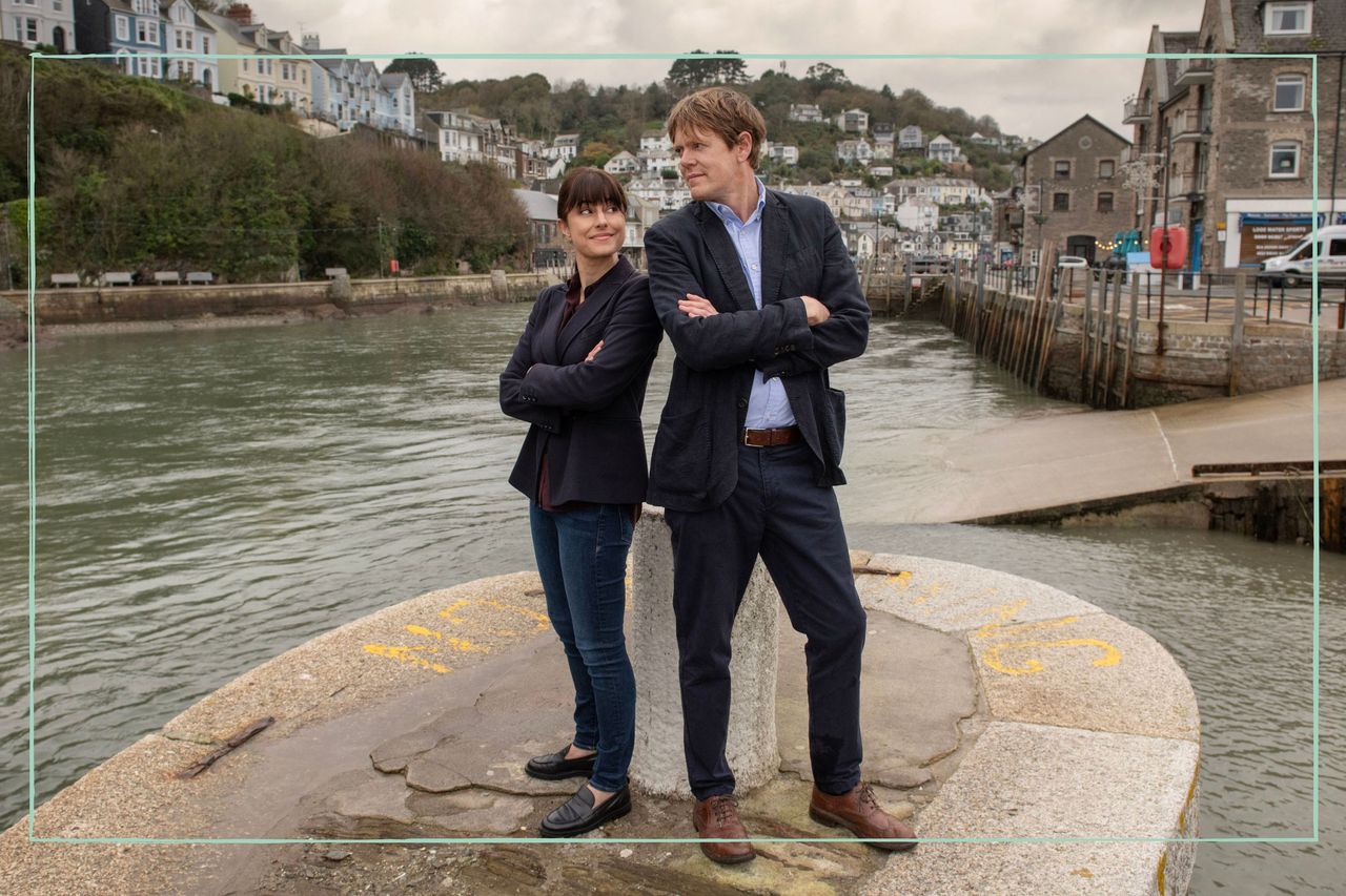 a still of Kris Marshall and Zahra Ahmadi in a Beyond Paradise episode