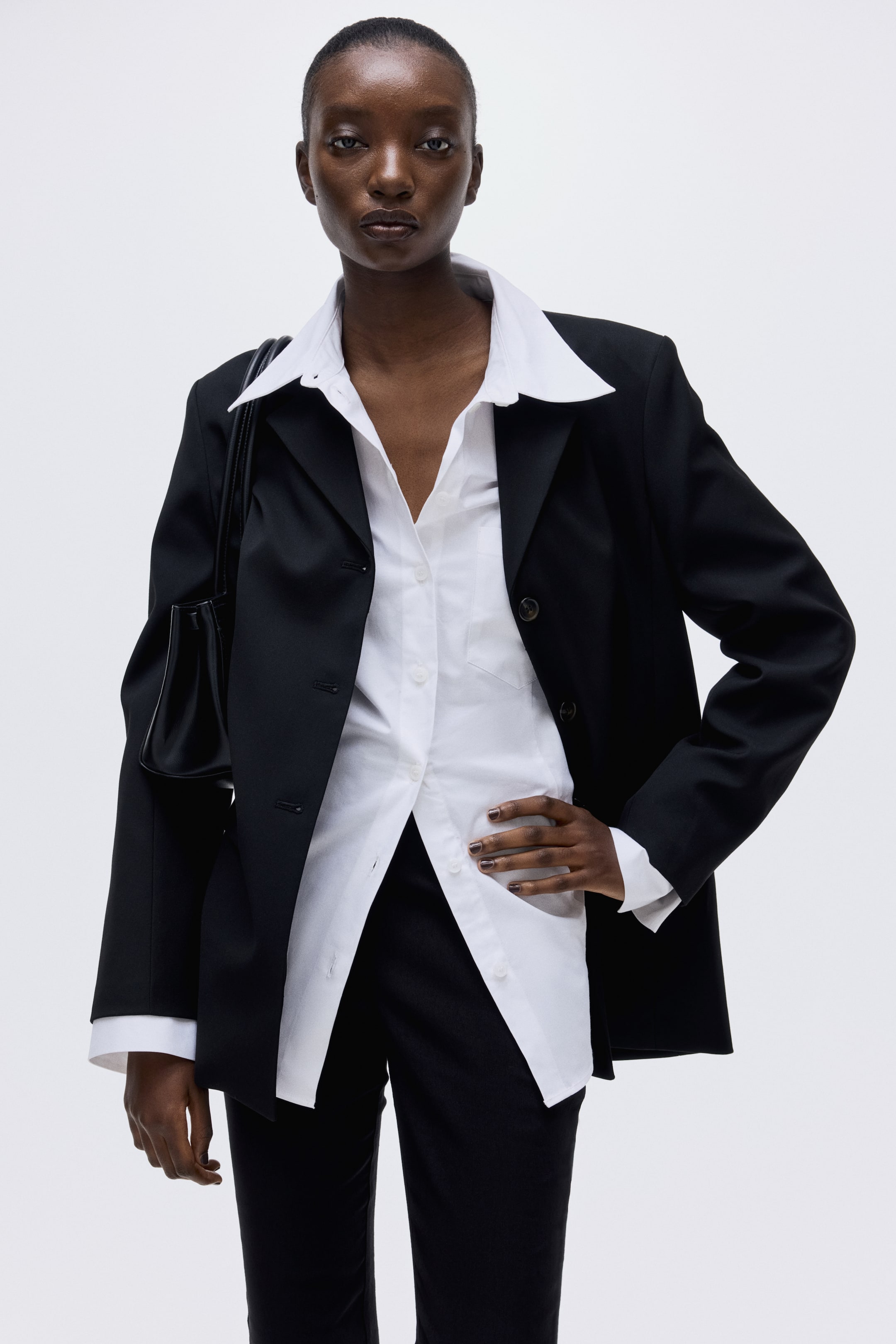 Single-Breasted Blazer - Black