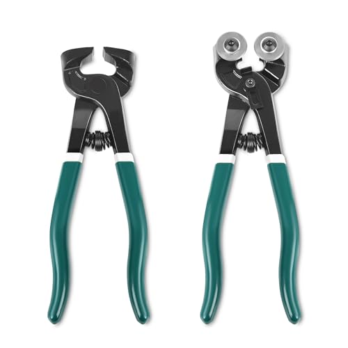 Ginword 2pcs Glass Tile Nippers Set, Heavy Duty Wheeled Glass Mosaic Nipper &amp;amp; Hd Ceramic Tile Nipper, Tile Cutter, Mosaic Cutter Tool for Cutting Glass Mosaic, Ceramics, Stone, Metal