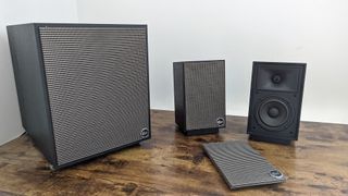 Klipsch Promedia Heritage 2.1 review: tabletop speakers with grille detached