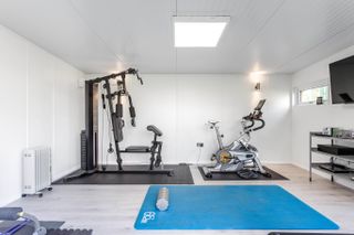 Home gym in a small basement