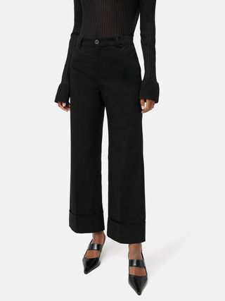 Trousers with cuffs made of cotton drill | Black