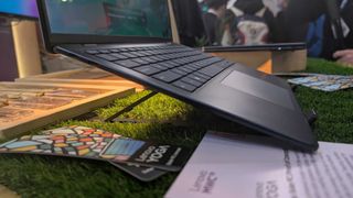 The Lenovo Yoga Solar PC concept laptop on Lenovo's expo stand at MWC 2025.