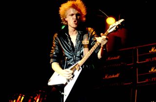 Michael Schenker performs onstage in Chicago, Illinois on November 28, 1980