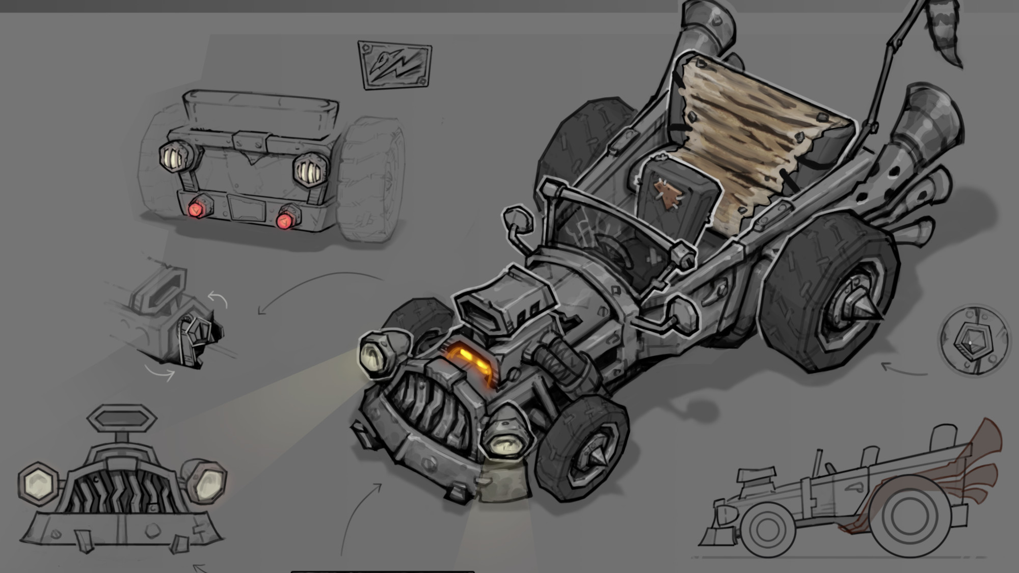 Concept art of the goblin car featured in World of Warcraft Undermine(d)