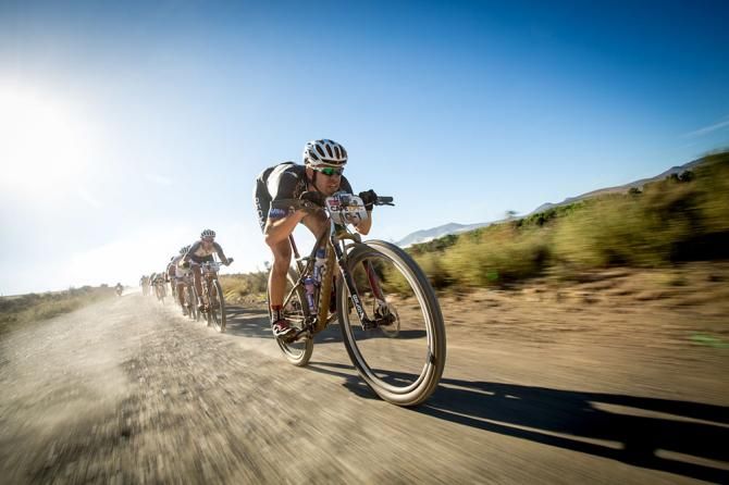 Erik Kleinhans of RECM leads the riders
