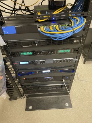 A pair of Key Digital AVoIP Encoders atop a Roosevelt Island gear rack ingest content for distribution.