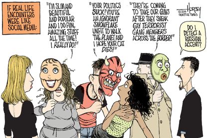 Editorial Cartoon U.S. Social Media Masks Reality Perception