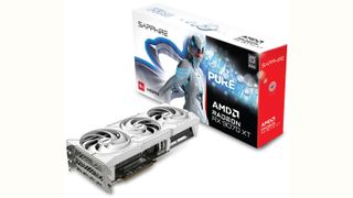 AMD Radeon Sapphire Pure RX 9070 XT graphics card for PC gaming in white colourway