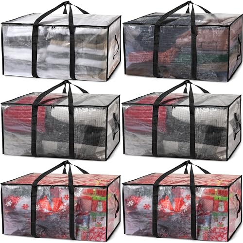 Clearspace Large Moving Boxes &amp;amp; Storage Bags &amp;ndash; Oversized Packing Bags With Backpack Straps, Zippers &amp;amp; Handles &amp;ndash; Heavy-Duty for College Dorm, Christmas Decorations, 6 Pack