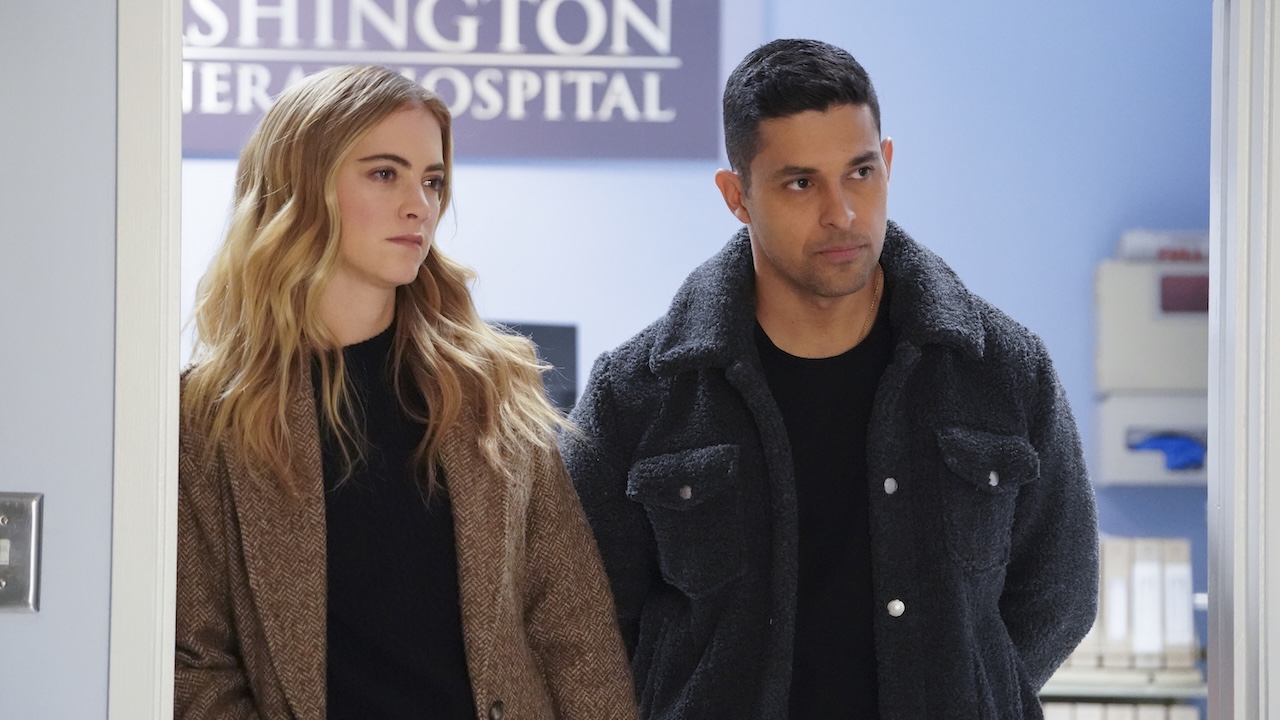 Ellie Bishop and Nick Torres standing next to each other inside of a hospital in NCIS