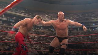 Steve Austin and Shawn Michaels at WrestleMania 14