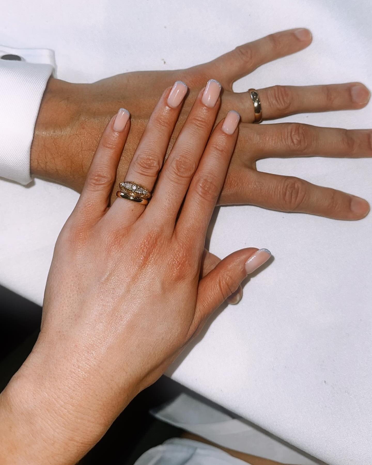 sparkly French manicure