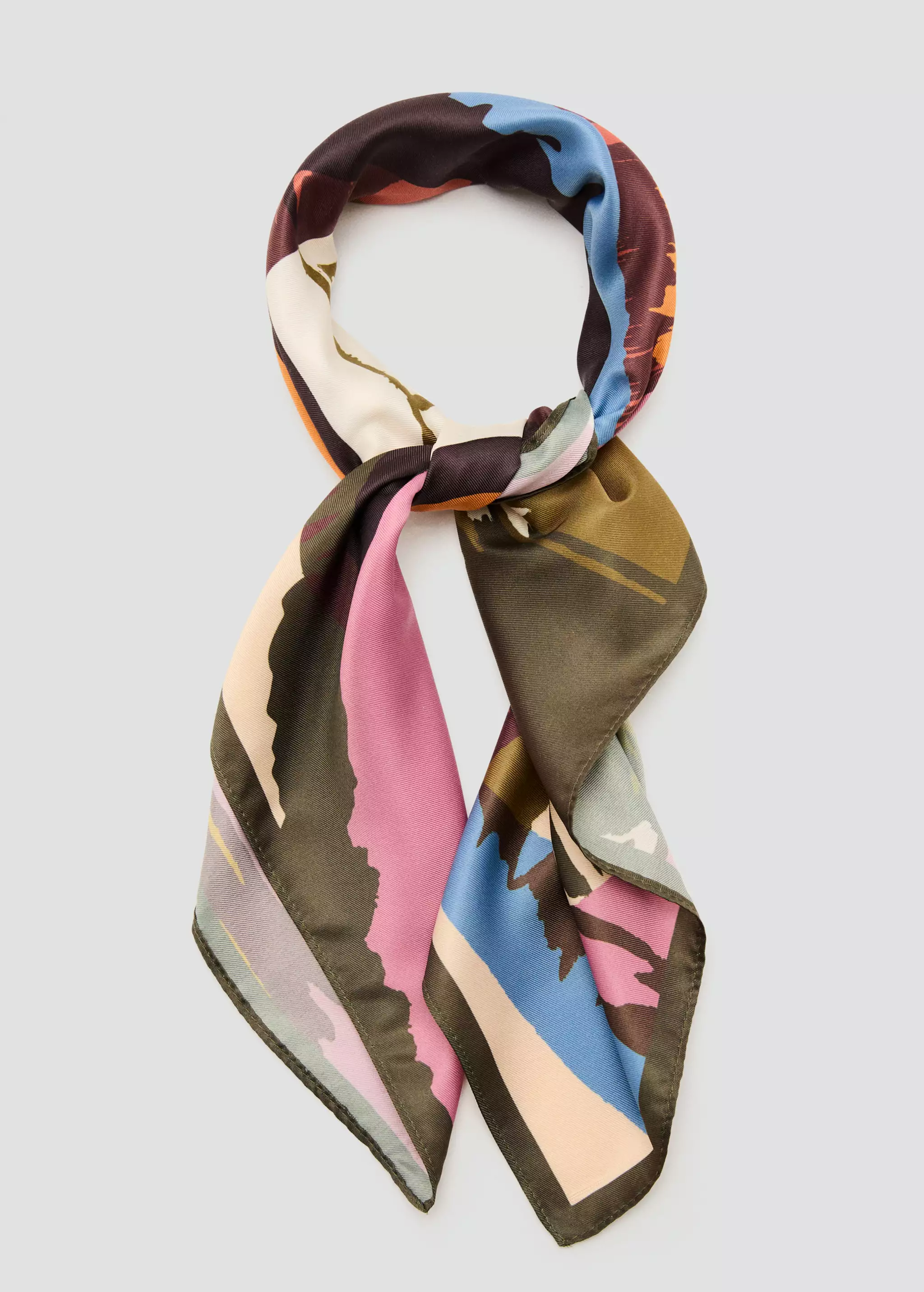 Abstract-Print Satin Scarf - Women | Mango United Kingdom