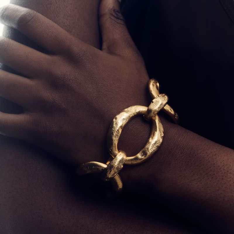 Monika Molten Link Bracelet in Gold Tone on model 