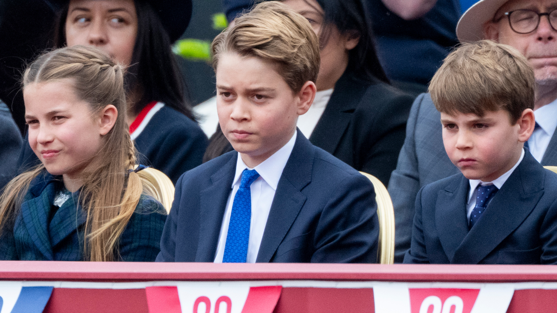 Princess Charlotte, Prince George, and Prince Louis on VE Day
