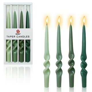 Fcmshamd 9.3 Inch Spiral Taper Candles Set of 4 Burn Time 6 H Unscented Smokeless for Wedding Dinner Decoration Candle Sticks