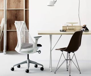 Office chairs in a bright office space