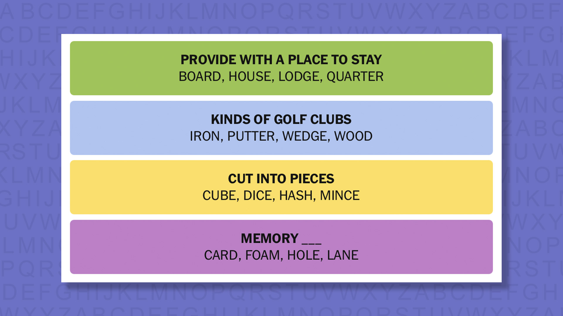 NYT Connections answers for game 968 on a purple background