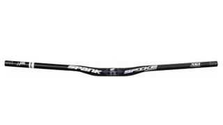 The Spank Spike 800 Vibrocore handlebar with white graphics