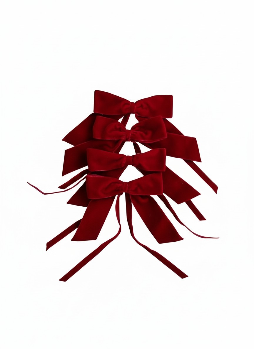 Scarlet Red Velvet Bows (pack of 4)