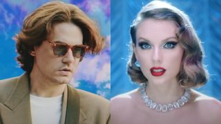 From left to right: John Mayer in the Wild Blue music video and Taylor Swift in the Bejeweled music video. 
