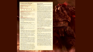 DnD style page with stats and info for Elden Ring's Radahn