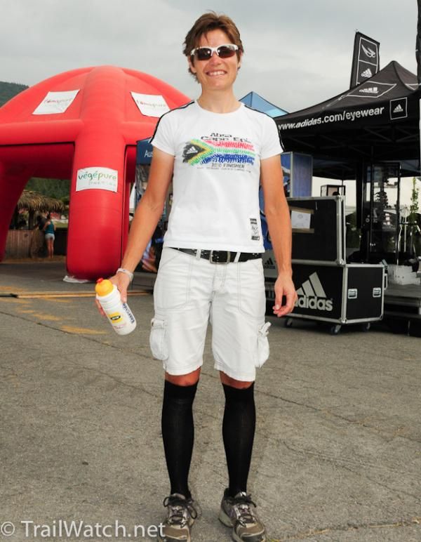 Proper fashion for racers this year includes "compression stockings"