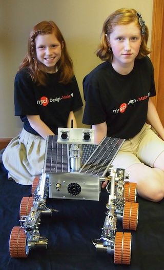 Camille and Genevieve Beatty With Their Mars Rover