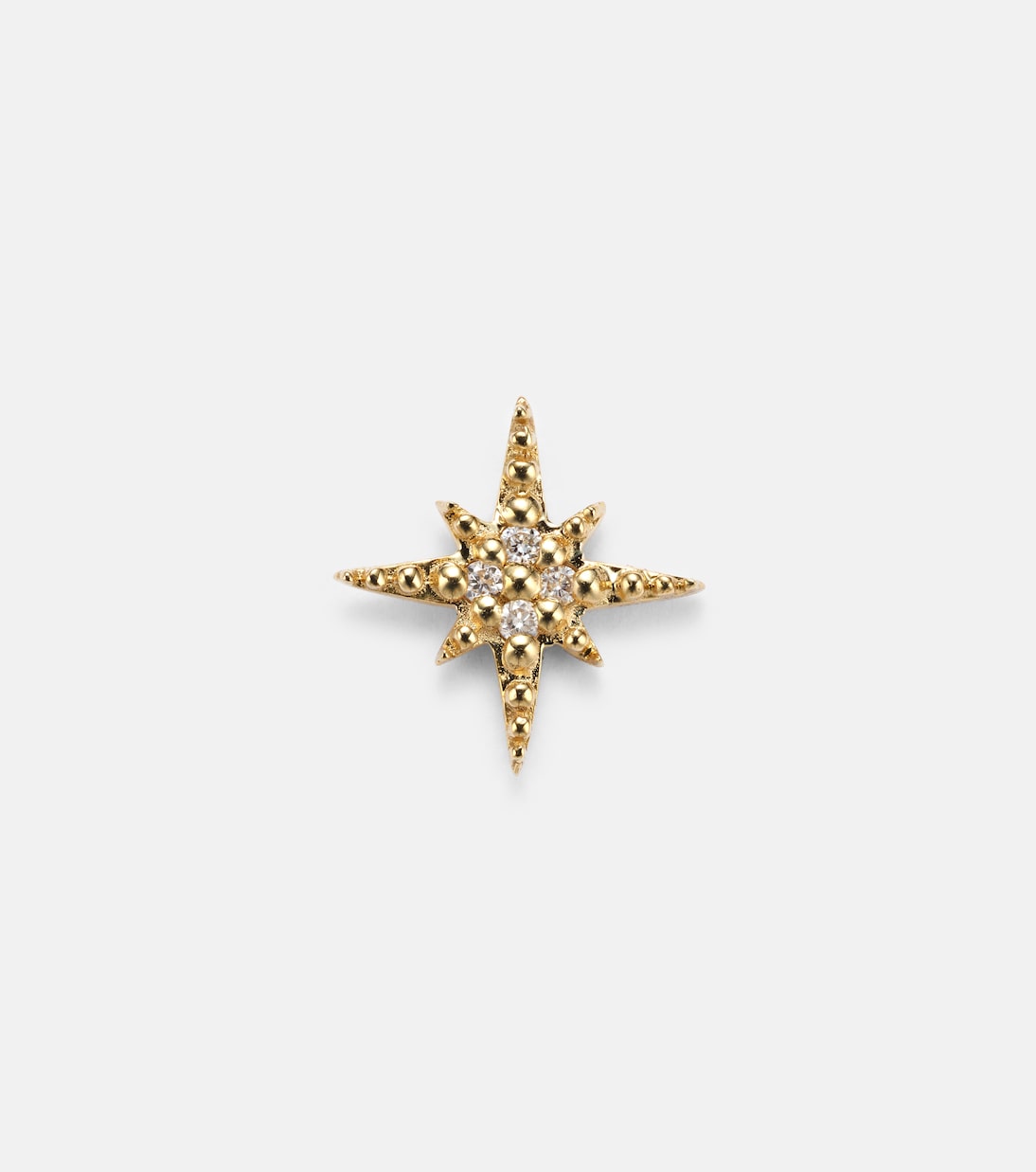 Starbust 14kt Yellow Gold Stud Earring With Diamonds