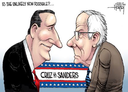 Political cartoon U.S. Bernie Cruz 2016