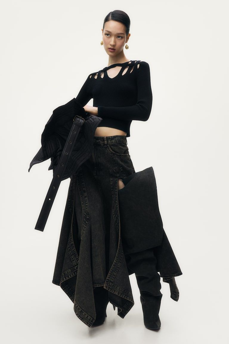 Flared Denim Skirt
