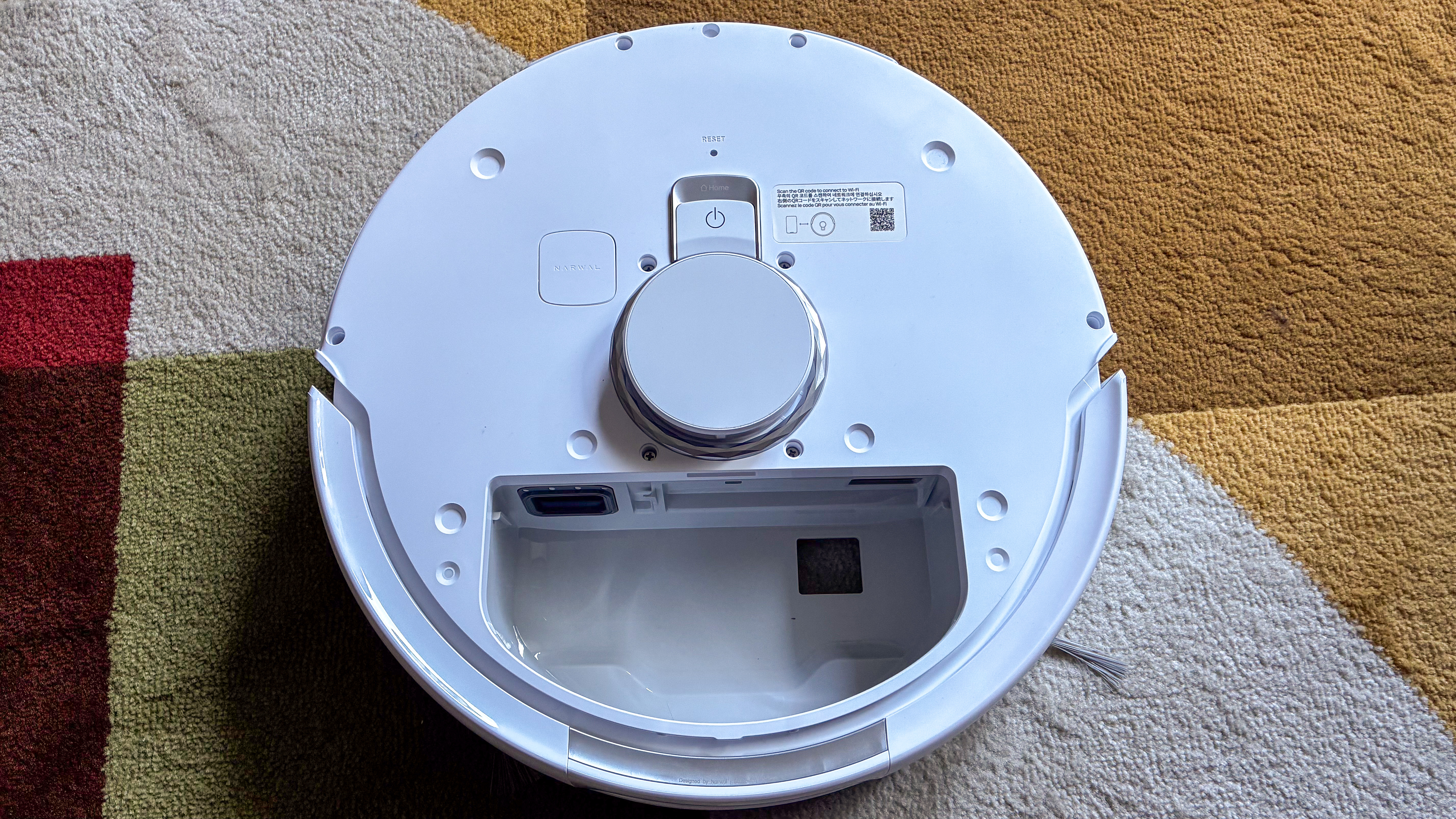The onboard dust bin cavity inside Narwal Freo Z10 robot